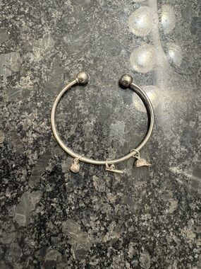 Sterling Silver 925 Charm Bracelet Baseball Softball Bangle READ DESCRIPTION